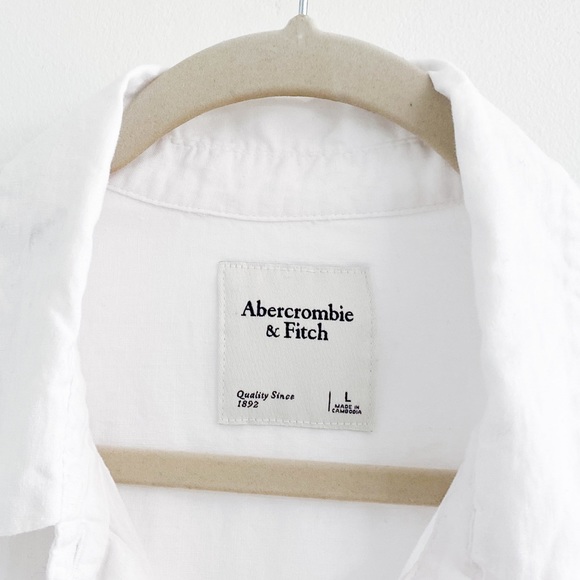 Abercrombie White Linen Blend Button Front Shirt - Picture 2 of 5